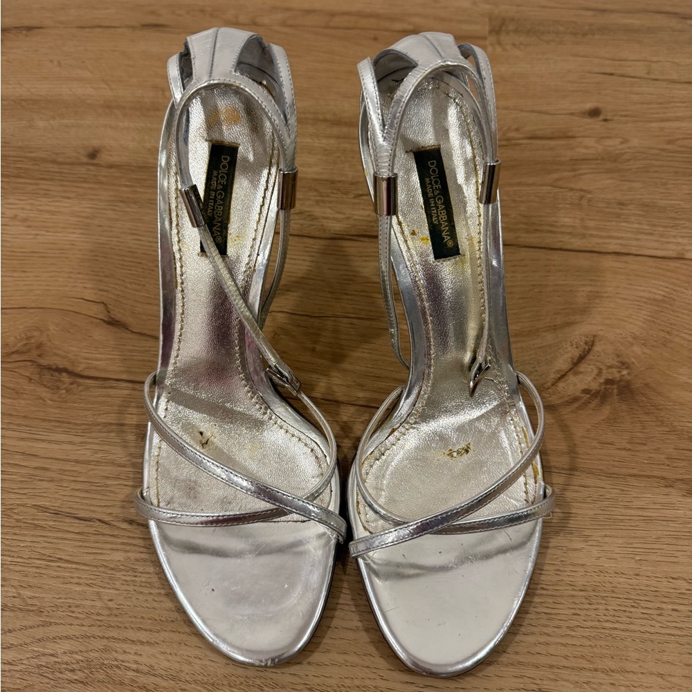 Dolce & Gabbana Silver Strappy Heels